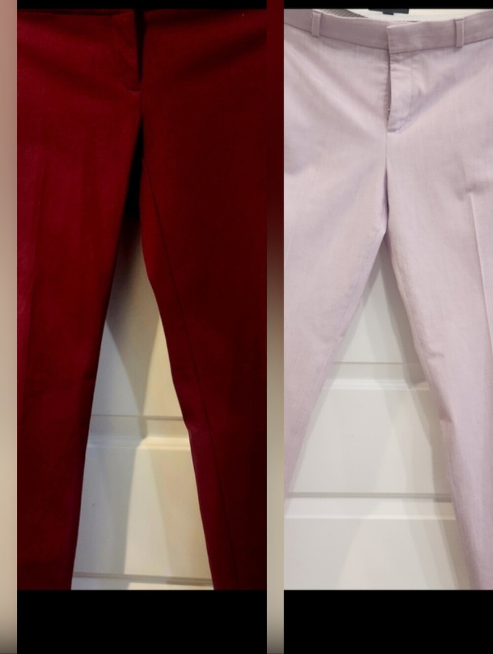 2 Pairs Sz 4 Dress Pants Straight Leg Pants Duo in Wine Red and Light Lavender
